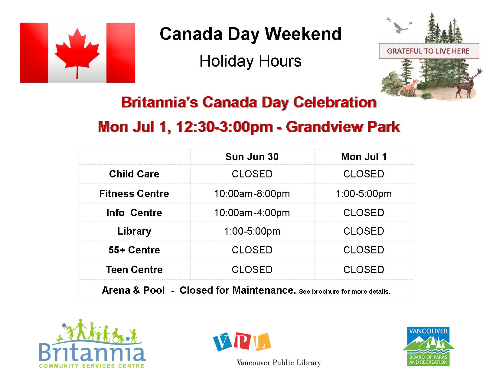 Canada Day Holiday Hours